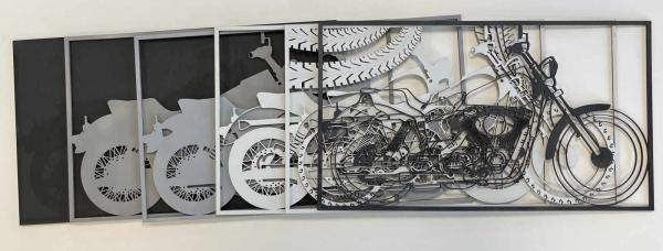 Motorcycle "Chopper" as wall picture -painted parts in gray befor mounting